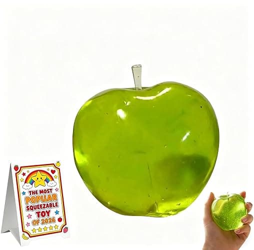 Stress Relief Toy, Stress Relief Green Fruit Toy Slow Rebound Clear Fruit Squeeze Fidget Toy Anxiety Relief Soft Stress Ball Pinch Sensory Toy(Green Apple) - Image 1