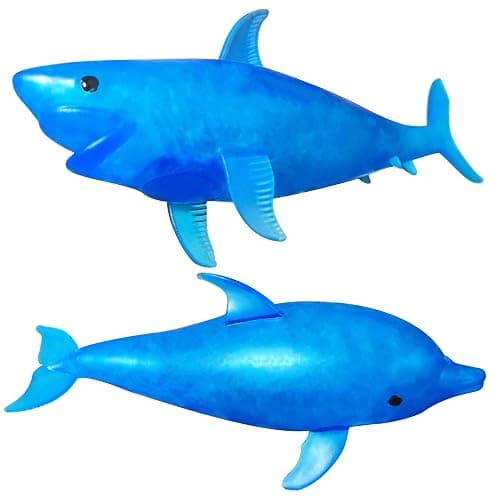 Squishy Shark Stress Balls Dolphin Squeeze Toys (2 Pack), Sea Animal Shark Squishy Toys Dolphin Stress Sugar Balls for Kids and Adults, Easter Basket Stuffers,, Party Favors - Image 1