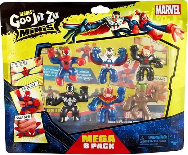 Heroes of Goo Jit Zu Minis Groot, Black Widow, Captain America, Spider-Man, Venom & Captain Marvel MINI Figure 6-Pack - Image 1