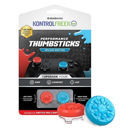 KontrolFreeek Splash for Nintendo Switch Pro Controller | Performance Thumbsticks | Concave | Blue/Red - Image 1