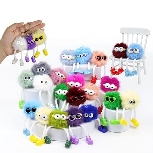 OMyFav 30 PCs Kids Keychains – Colorful Plush Keychain Toys for Birthday Party Favors Goodie Bags Classroom Prizes Pinata Fillers Bulk Gifts Backpack Charms - Image 1