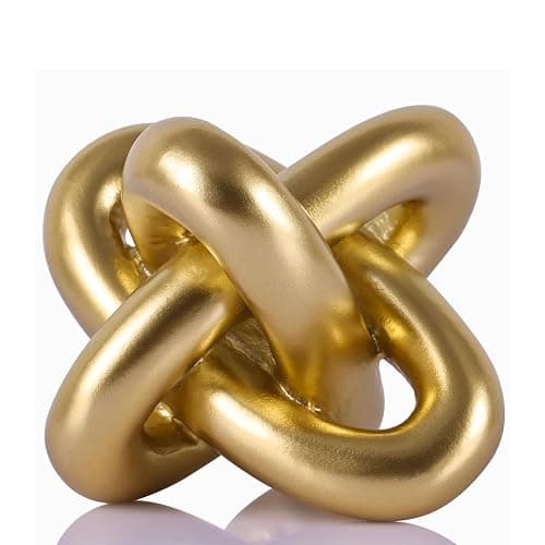 Golden Knot Statue, Three Knot Sculpture Home Decor Accents, Knot Sculptures and Statues for Rustic Coffee Table Living Room Dining Table Entryway Entrance Shelf Small Decorations and Accessories - Image 1