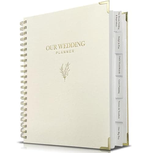 WeddingGiftsWedding Wedding Planner Book and Organizer for Bride - Elegant Linen Cover Wedding Planning Binder with Checklists,Pockets & Calendars,Perfect Engagement Gifts for Couples(Cream) - Image 1