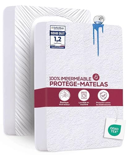 Utopia Bedding Protège Matelas 135 x 200 x 30 cm Imperméable, Certifié Oeko TEX, Alèse Drap Housse, Matelas Couvre, Respirant, Élastique Tout Autour Blanc - Image 1