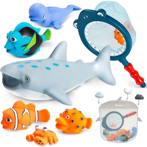 No Hole Mold Free Baby Bath Toys for Kids Ages 1-3, Water Toys for 6-12 Months Infants with Storage Bag, Baby Shark Toys for Pool, Bathtub, Beach, Shower, Tub,Ideal Gifts for Kids Boys and Girls - Image 1