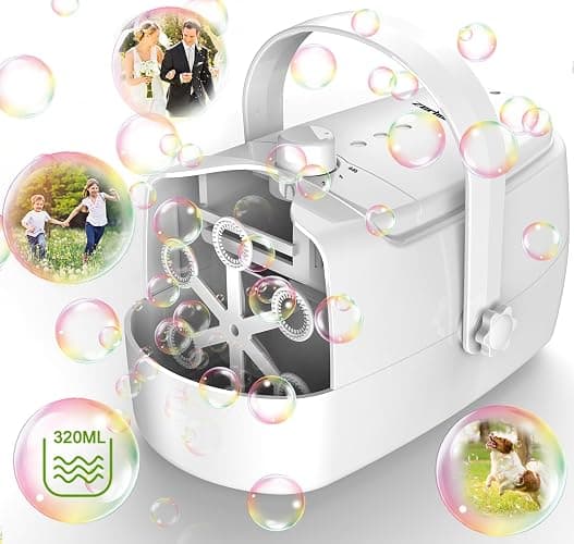 Bubble Machine Durable Automatic Bubble Blower, 18000+ Big Bubbles Per Minute Bubbles for Kids Toddlers Bubble Maker Operated by Plugin or Batteries Bubble Toys for Indoor Outdoor Birthday Party - Image 1