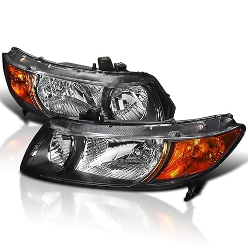 Spec-D Tuning Black Headlights Compatible with 2006-2011 Honda Civic Coupe 2Dr L+R Pair Head Light Lamp Assembly - Image 1