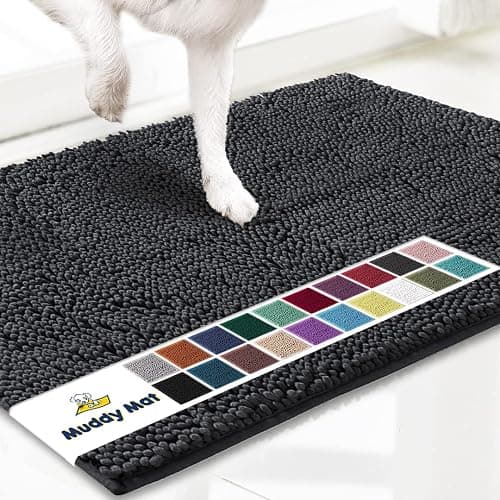 Muddy Mat® Original Dog Door Mat for Muddy Paws, Super Absorbent Microfiber, Non-Slip Washable Pet Rug, Quick Dry Chenille Entryway Carpet, Machine Washable Indoor Outdoor mat, Charcoal 19"x30" - Image 1