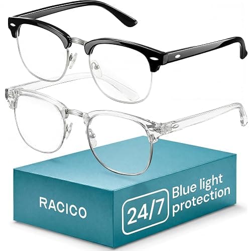racico Blue Light Glasses for Men Computer - Gaming Blocking Anti Eyestrain, UV Clear Lens Nerd Costume Fake Eyeglasses - Image 1
