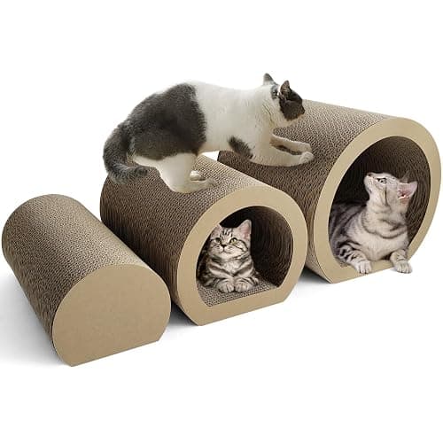 Hibtn Cat Scratching Cardboard,Cat Tunnel Bed For Three-Piece Set,Scratching Tunnel Pad For Indoor,Corrugated Paper Tubes - Image 1