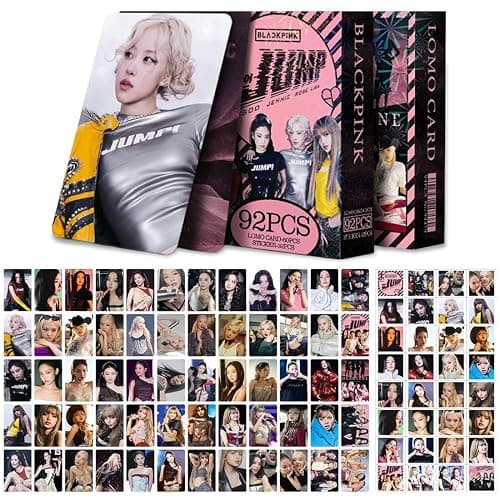 DEFGNOP Kpop Blackpink Merch, Blackpink Photocards, 60 Stück Lomo Karten 32 Stück Aufkleber, JUMP Album Photocards Set, Geburtstagsgeschenk für Fans Jugendliche (A) - Image 1
