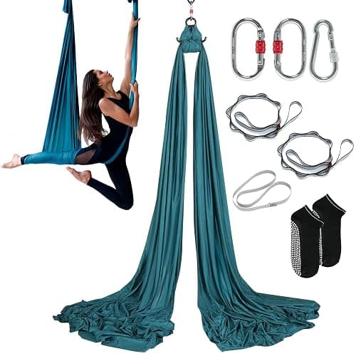 VEVOR Aerial Silk & Yoga Swing, Aerial Yoga Hammock Kit with 100gsm Nylon Fabric, Full Rigging Hardware & Easy Set-up Guide, Antigravity Flying for All Levels Fitness Bodybuilding - Image 1