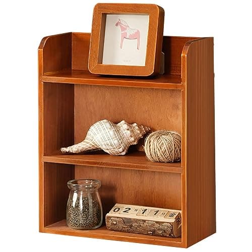 Jotsport 3 Tier Vintage Display Shelf Freestanding & Wall Hanging Decorative Wooden Shadow Box Crystals, Stone, Essential Oils Storage Holder - Image 1