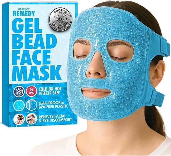 Perfect Remedy Face Ice Pack, Reusable Hot & Cold Ice Face Mask, Gel Compress for Helping with Puffy Eyes and aiding in Conditions of Swelling, Facial Spa Cooling Mask for Women and Men (Blue) - Image 1
