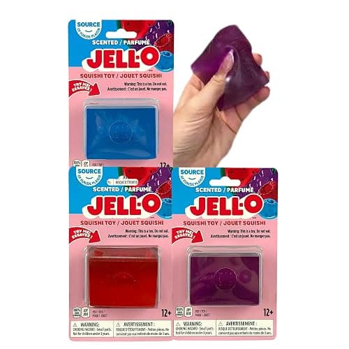 Incredible Play Jell-O Scented Squishi Toy 3 Pack – Red, Blue & Purple Soft Squeeze Fidget Toys, Slow-Rise Sensory Play for Ages 12+ - Image 1