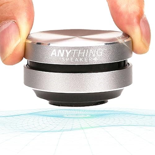 Anything Speaker - Portable Mini Bluetooth - Turn Anything Into A Speaker! Wireless Bone Conduction Induction Vibration Humbird + Gift Box - Nano Travel Sized, 360° Sound (Silver) - Image 1