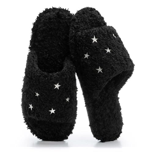 GOEWY Fuzzy Open Toe Slippers for Women Indoor Cozy Memory Foam Slip On House Slides Shoes Gifts for Womens Her Mom - Image 1