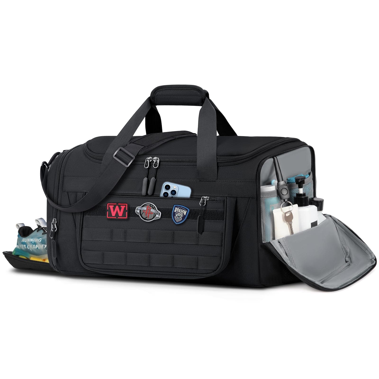 SDYSM Maleta Deportiva Hombre Maleta Gym 55L/40L con Compartimento para Zapatos Bolsa de Viaje Mochila Gym, Gran Capacidad con Bolsillo de Separación Húmedo y Seco Fitness, Maleta Gimnasio Negro - Image 1