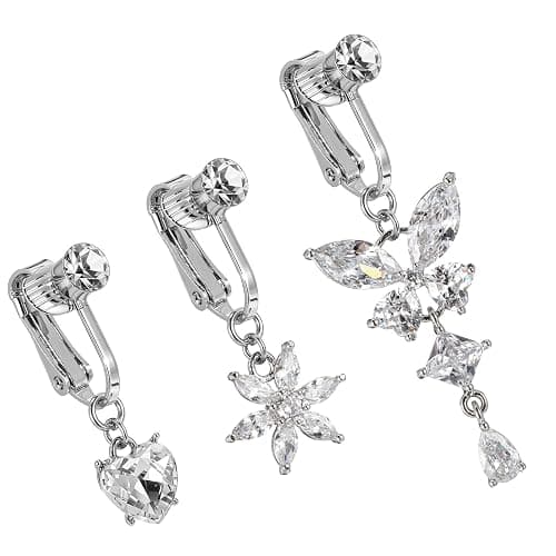 ElevateTech 3 Pcs Fake Belly Piercing Fake Belly Rings Bellys Button Rings Clip-On for Women Earrings Non Piercing - Image 1