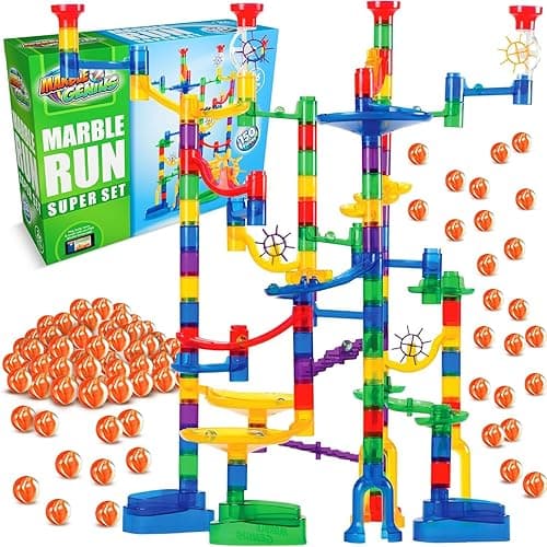 Marble Genius Marble Run Super Set, STEM Toys & Maze Construction Building - 150 Translucent Track Pieces & Glass Marble for Family, Kids Toddlers Ages 4-8 - Fun Holiday Creative Gifts - Image 1