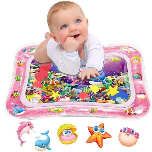 Infinno Baby Water Play Mat, Tummy Time Sensory Toy for Newborn 3-9 Months | Leakproof liquid filled cushion, encourages neck strength and motor skills, easy fill and drain, infant gift idea - Image 1