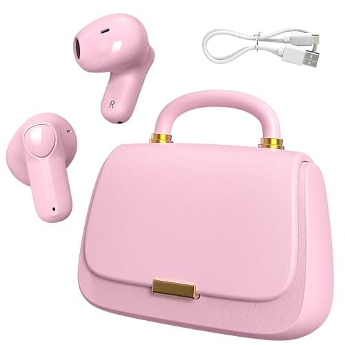 ANCwear Ear Buds,Bluetooth 5.3 in-Ear Headphones,13mm Drivers Deliver Premium Sound Earphones,22H Playtime True Wireless Earbuds with Unique Mini Handbag Charging Case (Classic, Pink) - Pink - Classic - Image 1