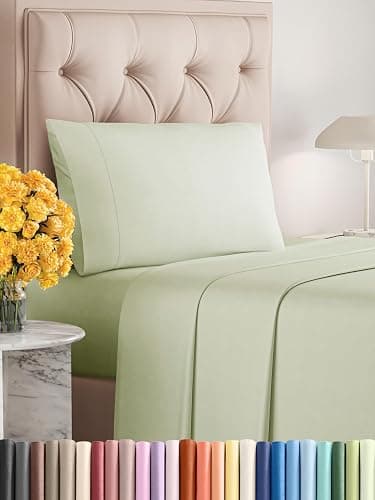 Sleepy Town Twin XL Size Bed Sheets - 3 Piece - Twin XL Sheet Set - Extra Soft, Comfy & Cooling - Easy Care - Shrinkage, Wrinkle & Fade Free - Brushed Microfiber - Deep Pocket (Light Sage Green) - Image 1