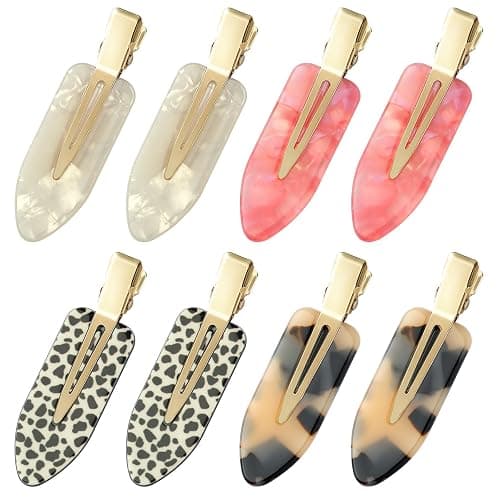 YIERSO 8 Pcs No bend Hair Clips No Crease Makeup Hair Clip Duckbill Clip No Dent Creaseless Alligator Hair Barrettes for Salon Hairstyle Women Girls Makeup Accessories (Acrylic Resin-PinkWhite) - Image 1
