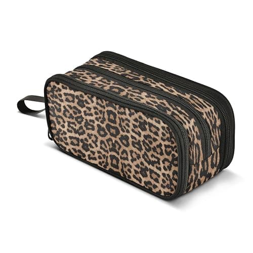 Large Capacity Pencil Case 3 Compartment Pouch Pen Bag Cheeteh Leopard Print for Middle High School Office College - Image 1