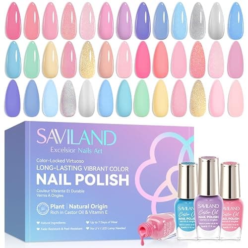 SAVILAND Color Artistry Nail Polish Set: Ultra Quick Dry Regular Nail Polish Kit 20+3 Pastel Colors Spring Summer Fingernail Polish Bulk with Base Glossy & Matte Top Polish Coat Nail Art Women Gift - Macaron - Image 1