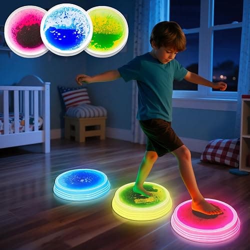 Qoytqoy Light Up Stepping Stones for Kids Ages 3+ - Non-Slip Sensory Balance Stones for Toddler Balance, Sensory Play & Motor Skills - Image 1