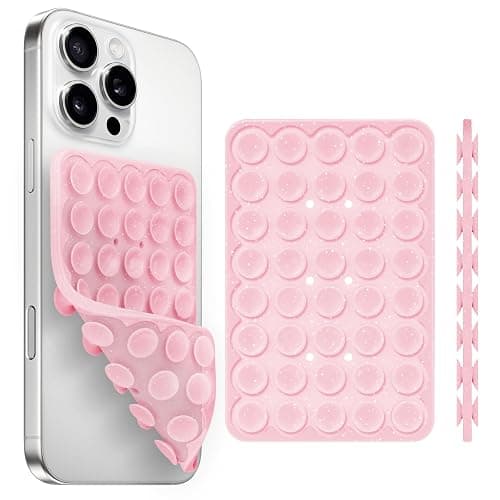 Yojaro Silicone Suction Cup Phone Case Mount Double Sided, Phone Accessories Hands-Free Strong Grip Holder for Selfies and Videos (Light Pink Glitter) - Image 1