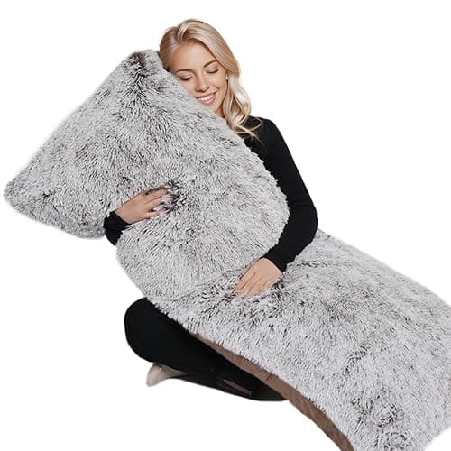 ZonLi Fluffy Body Pillow, Full Body Pillows for Adults, Long Pillow for Sleeping with Removable Cover and Adjustable Filling for Side Sleeper & Pregnancy, Large and Firm, Machine Washable (Coffee) - Image 1