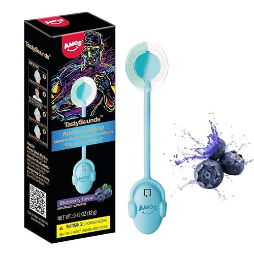 AMOS Music Lollipop Suckers Sugar Free, Audio Singing Lollipop Individually Wrapped, Novelty Gift(Blueberry) - Image 1