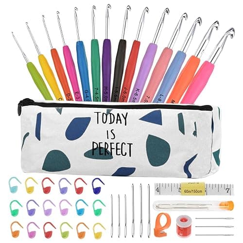 14 Sizes Crochet Hooks Set Crochet Kit for Beginners Adults Knitting Accessories Tools with Case Aluminum Crochet Needles 2.0mm-10.0mm Ergonomic Grip for Arthritic Hands Gift - Image 1