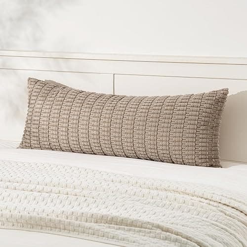 MIULEE Pack of 1 Light Brown Long Body Lumbar Decorative Throw Pillow Cover 14x36 Inch for Bed Couch Sofa Living Room Soft Boho Pillow Cover Modern Farmhouse Home Decor - Image 1