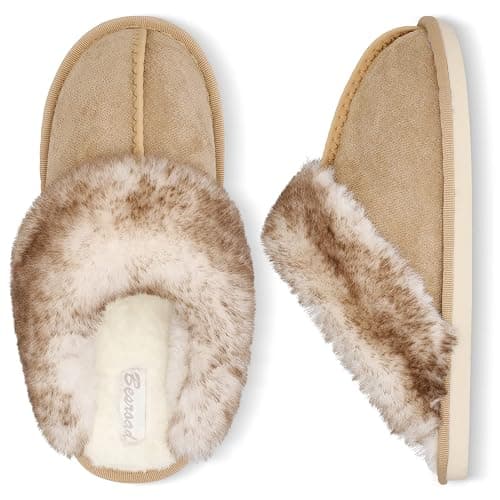 Besroad Winter Fuzzy House Slippers Sandals Plush Faux Fur Fluffy Flats Slippers Warm Slide Shoes for Women - Image 1