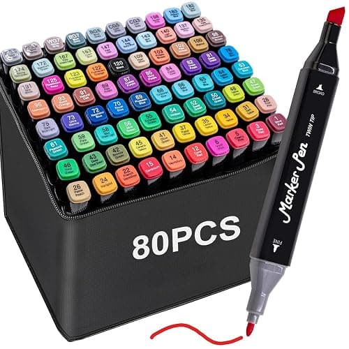 STATIONERY ISLAND Alcohol Markers Set 80 Colours, Alcohol pens Dual Tips, Colouring Pens with Carrying Bag, Graphic Marker Pens for Artist, Twin Markers Art Pens for Drawing - Image 1