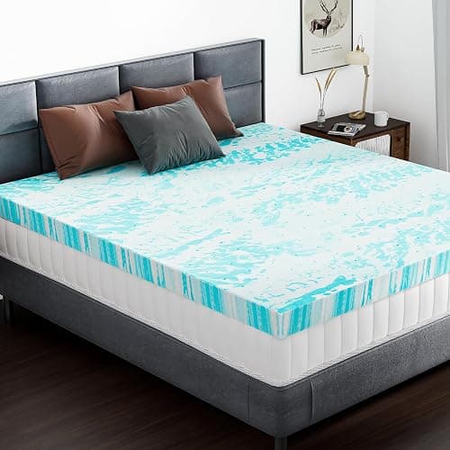 DUMOS Mattress Toppers Memory Foam Twin XL, 2 Inch Thick Bed Topper Pad Cooling Gel Infused Soft Comfy Padding Breathable for Sleeper Sofa Couch RV Camper, CertiPUR-US Certified, Blue - Image 1