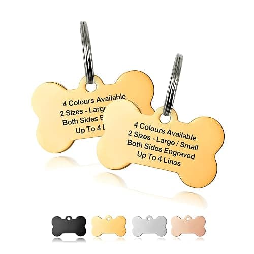 Personalised Engraved Dog Tag ID Name Tags for Cat Puppy Pet Collar Tag (Gold(Bone), S) - Image 1
