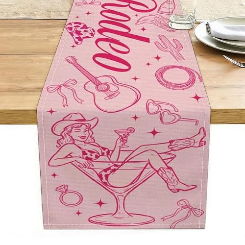 Last Rodeo Bachelorette Party Decorations Western Cowgirl Table Runner Disco Western Lets Go Girls Bach Bridal Shower Home Kitchen Island Decor for Home Party Holiday Party Indoor Outdoor, 13x72 Inch - Image 1
