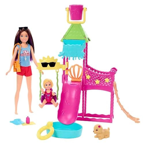 Barbie Toys, Skipper Doll and Waterpark Playset with Working Water Slide, Puppy Squirt-Toy, 5+ Accessories and More, First Jobs, HKD80 - Image 1