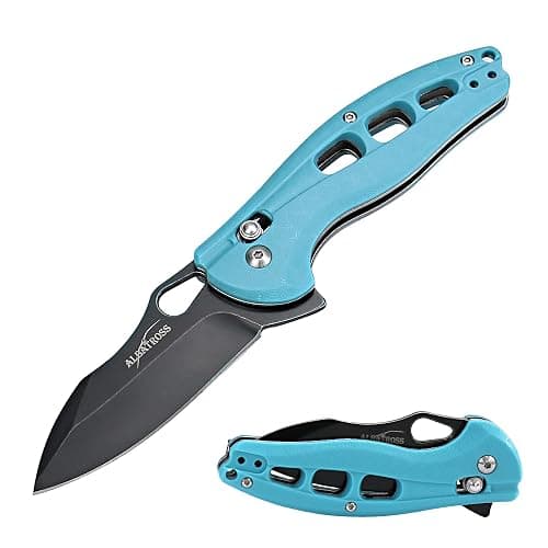 ALBATROSS Premium Hunting Folding Pocket Knife - EDC with Axis Lock, 3" Black Steel Blade, Blue FRN Handle, Quick Flipper Opening & Deep Carry Clip for Outdoor Camping, Fishing, Everyday Carry - FK036BC-BE - Image 1