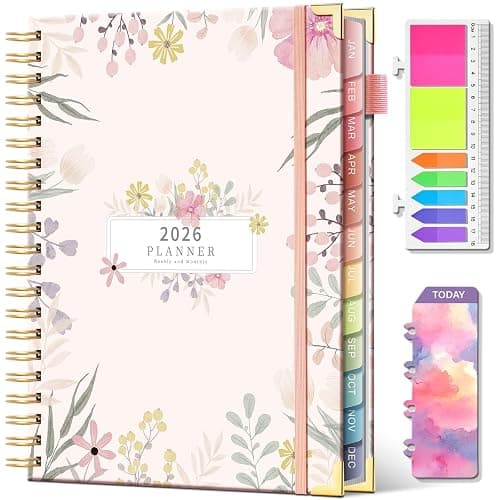 2026 Planner Weekly and Monthly Jan. 2026 to Dec. 2026 Hardcover 8.5" x 11" Planner for Women with Tabs Spiral Planners with Stickers 53 Weeks Schedule Yearly Agenda with Inner Pocket & Bookmark - Image 1