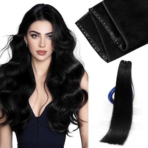 Sunny Hair Butterfly Hair Extensions Human Hair Jet Black Butterfly Genius Weft Hair Extensions Dual-Use Micro Bead Real Human Hair 18 Inch 100G - Image 1