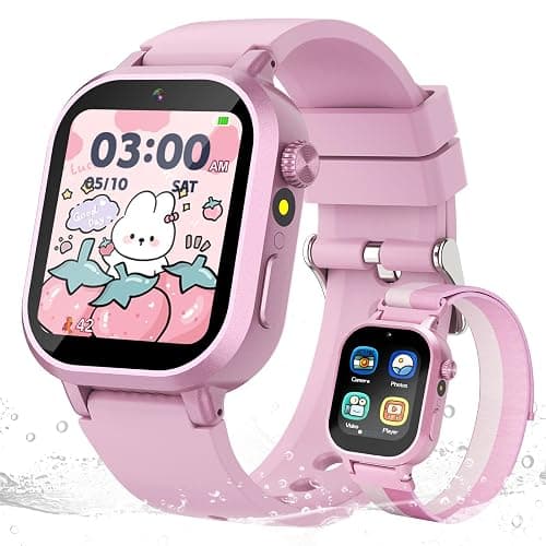 Wiszodet Kids Waterproof Smart Watch Girls Gift Age 3-12 with 39 Game HD Touch Screen Music Player Video Camera Pedometer Alarm Clock Birthday Gift for 6 7 8 9 Year Olds Pink - Image 1