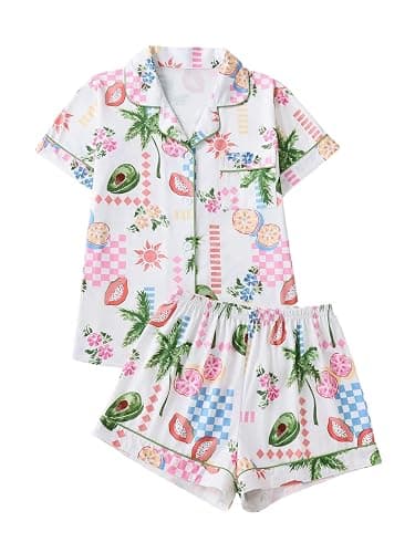 WDIRARA Women's 2 Piece Sea Turtle Graphic Pajama Set Button Down Short Sleeve Shorts Loungewear Pjs Sets - Image 1