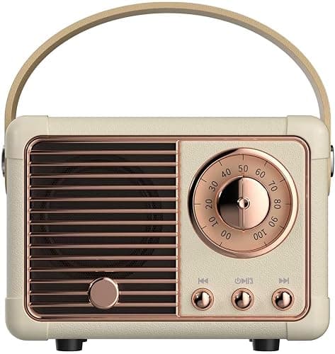Baolira Retro Bluetooth Speaker, Portable Wireless Speaker with Crystal Clear Stereo Sound Rich Bass, Vintage Decor, Birthday Gifts for Women Teenage (Beige) - Image 1
