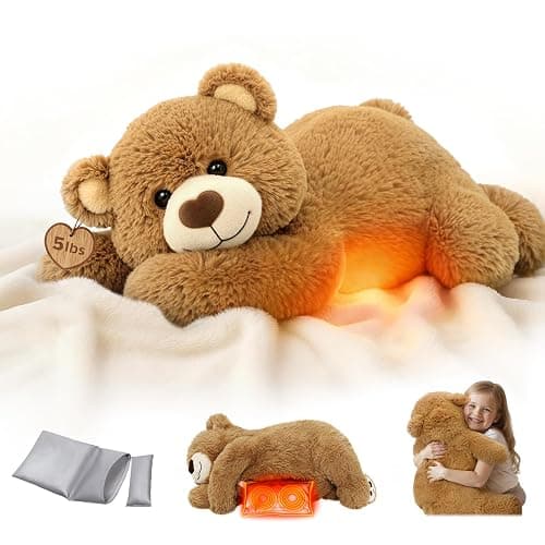 Weighted Stuffed Animals with Microwavable Heating Pad - 5lb Adjustable, Heatable & Coolable Brown Bear Stuffed Animal for Hug, Removable Inner Pad, 23 Inch Perfect Plush Gift for Kids & Adults - Image 1