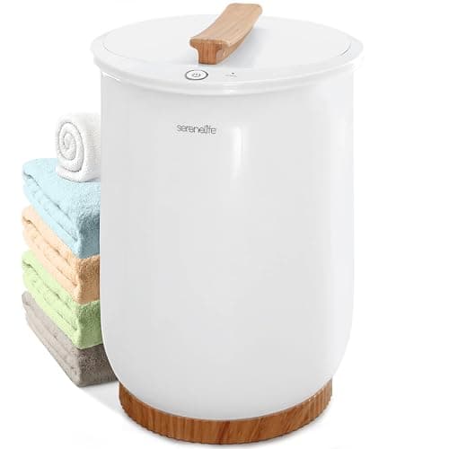 SereneLife Bucket-Towel Warmers, White Large-Towel Warmer for Spa and-Bathroom, Luxury-Towel Heater Gifts for Him & Her, Auto Shut-Off, Fits 2 large-Bath-Towels, Blankets-Bathrobes, PJ's (Bamboo) - Image 1